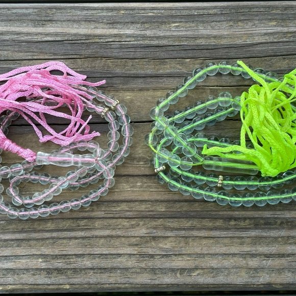 Lot of 2 Prayer Beads Plastic Green/Pink Religious Islamic Beads Tasbeeh New - Picture 1 of 9